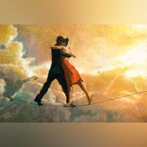 Romantic Christopher Clark Tightrope Tango Dance Canvas Wall Art